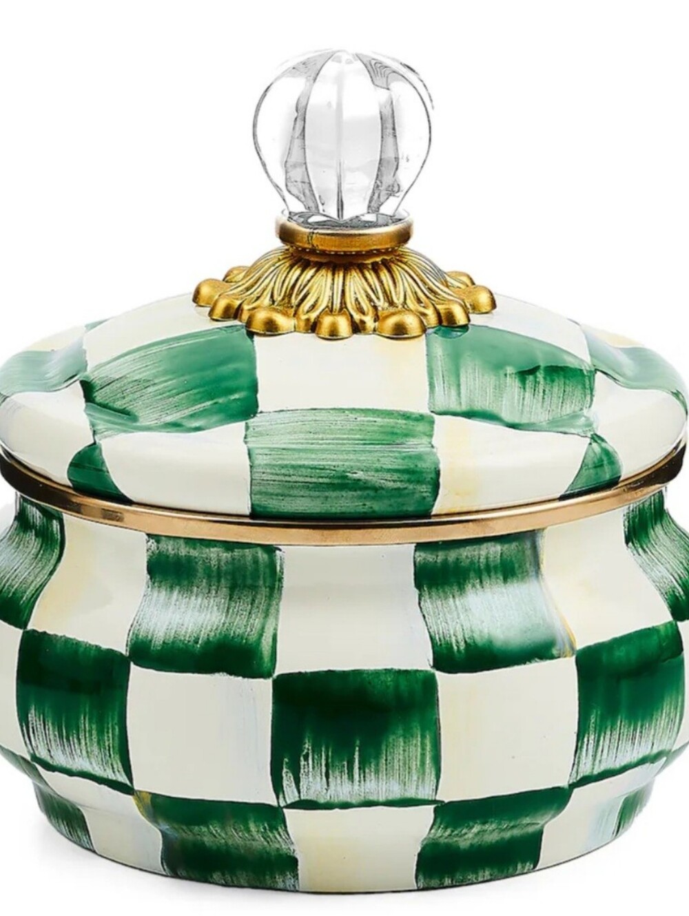 NEW!!! MacKenzie-Child Emerald Check Squashed Pot - Picture 2 of 12